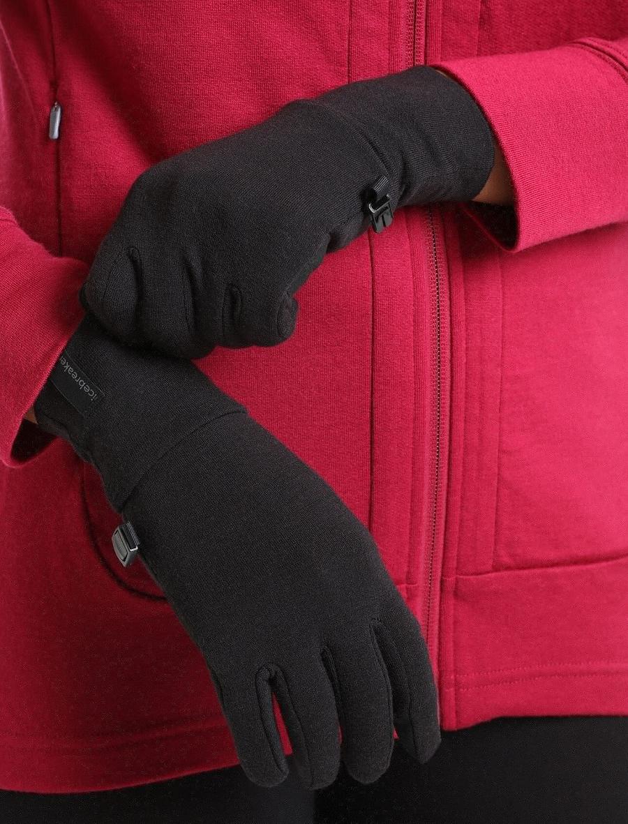 Black Men\'s Icebreaker Unisex RealFleece™ Merino Sierra Gloves | USA 1057NWYB